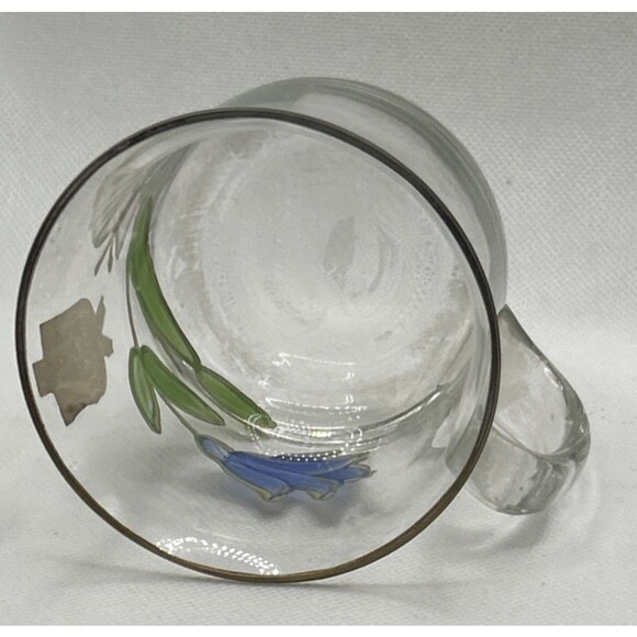 Tiffany Reine Handarbeit Painted Glass Flower Coffee Mug Nagel Floral Butterfly - Picture 5 of 7